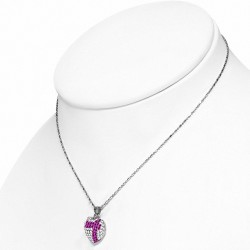 Alliage de cristal fantaisie à la mode en forme de coeur avec pendentif en forme de coeur et pendentif rose clair - Ro