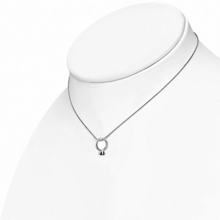 Collier en alliage de mode avec chaîne et anneau de charm pour bébé avec noir de jais CZ