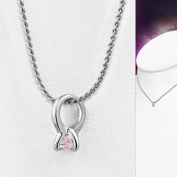 Alliage de mode alliage collier bébé chaîne chaîne charm  rose clair CZ