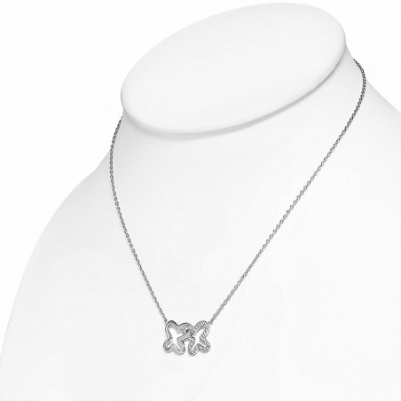 Alliage de mode alliage croix étoile de fleur collier de charm avec chaîne de charm  Clear CZ