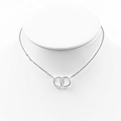 Collier en alliage fantaisie avec chaîne en alliage à motif de cristaux  Clear CZ