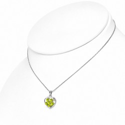 Alliage de mode cristal fleur ouverte collier coeur amour charm chaîne  topaze CZ