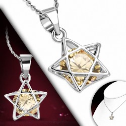 Collier en alliage fantaisie avec chaîne en cristal en alliage fantaisie avec topaze CZ