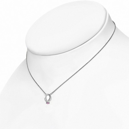 Alliage de mode alliage collier bébé chaîne chaîne charm  rose rose CZ