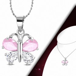 Collier en alliage de cristal avec pendentif en forme de larme de cristal en alliage de mode avec rose clair et rose CZ