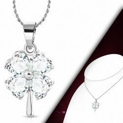 Alliage de mode cristal amour coeur shamrock fleur collier avec chaîne  clear cz