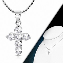 Collier alliage fantaisie avec cristal et chaîne en alliage de cristal