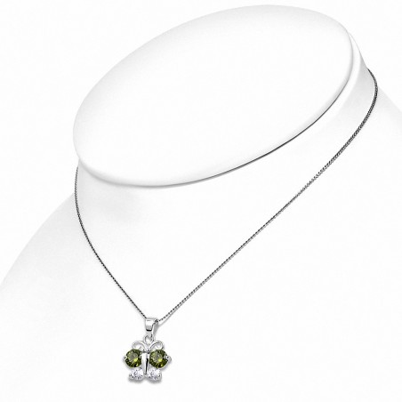 Collier fantaisie en alliage fantaisie avec pendentif cercle de cristal rond en alliage clair et clair Olivina CZ