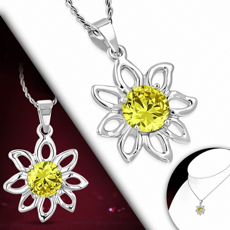 Collier fantaisie en alliage de perles de soleil et de fleurs avec topaze CZ