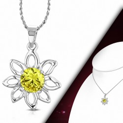 Collier fantaisie en alliage de perles de soleil et de fleurs avec topaze CZ