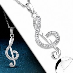 Collier en chaîne à breloques en note de musique de mode avec note de musique en cuivre avec micro-sertissage en clair CZ