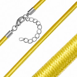 48cm 4mm | Collier Tour de cou en caoutchouc gainé de tissu jaune avec verrou en cuivre