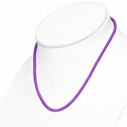 48cm 4mm | Collier Tour de cou en caoutchouc gainé de tissu violet / violet avec serrure en cuivre