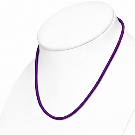 48cm 4mm | Tour de cou avec collier en caoutchouc enveloppé de tissu violet / violet à la mode