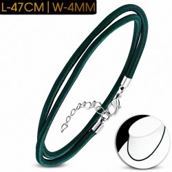 47cm x 4mm | Tour de cou avec collier en caoutchouc enveloppé de tissu vert foncé à la mode avec verrou en cuivre