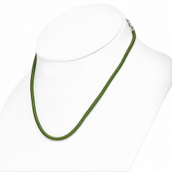 47cm x 4mm | Collier Tour de cou en caoutchouc enveloppé de tissu vert avec verrou en cuivre