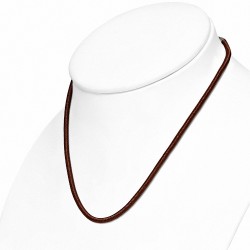 47cm x 4mm | Tour de cou avec collier en caoutchouc gainé de tissu marron avec verrou en cuivre - LCL031