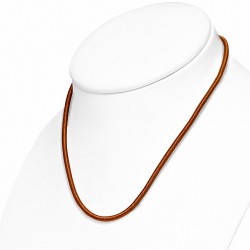 47cm x 4mm | Tour de cou avec collier en caoutchouc gainé de tissu marron avec verrou en cuivre - LCL035