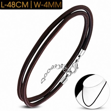 48cm 4mm | Tour de cou avec collier en caoutchouc enveloppé de tissu marron foncé à la mode avec verrou en cuivre