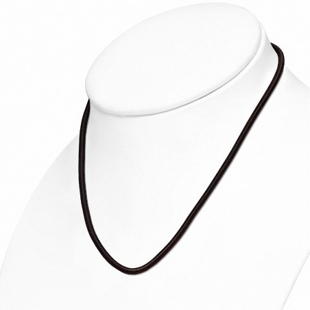 48cm 4mm | Tour de cou avec collier en caoutchouc enveloppé de tissu marron foncé à la mode avec verrou en cuivre