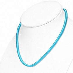 49cm 6mm | Collier Tour de cou en caoutchouc gainé de tissu couleur aqua avec verrou en cuivre