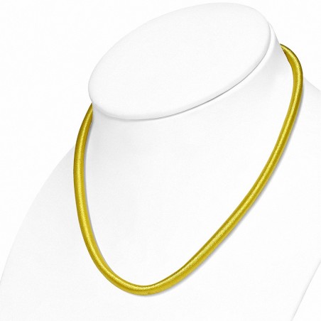 49cm | 6mm | Tour de cou avec collier en caoutchouc enveloppé de tissu à la mode en or jaune avec verrou en cuivre
