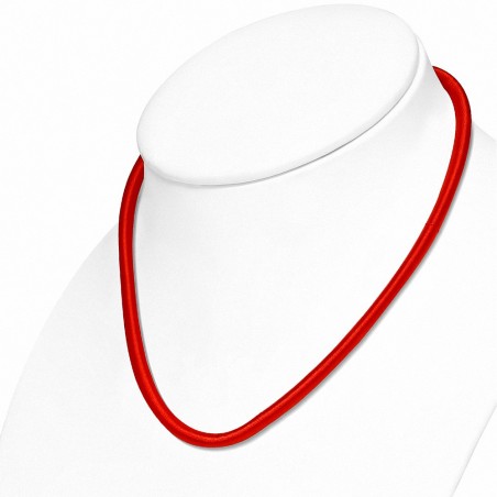 49cm 6mm | Tour de cou avec collier en caoutchouc gainé de tissu rouge à la mode avec verrou en cuivre