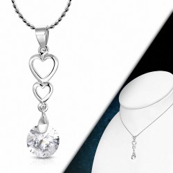 Alliage de mode ouvert amour coeur voyage collier de chaîne de charm avec  Clear CZ