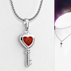 Alliage de cristal fantaisie avec pendentif coeur en alliage de cristal et d'opale de feu orange CZ