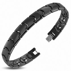 20cm x 11mm | Bracelet magnétique à maillons en céramique noire