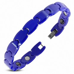 20cm x 9mm | Bracelet à maillons en céramique bleue avec maillons de panthère
