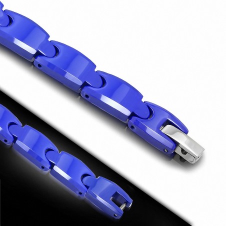 20cm x 9mm | Bracelet à maillons en céramique bleue avec maillons de panthère