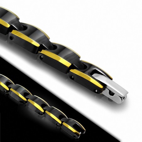 18cm x 8mm | Bracelet lien de panthère magnétique bord noir doré céramique