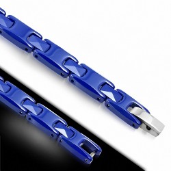 18cm x 8mm | Bracelet à maillons en céramique bleu avec mailles de panthère