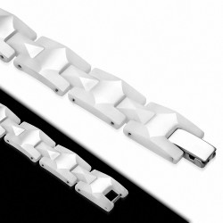 20cm x 10mm | Bracelet magnétique à maillons en céramique blanche - BCM291