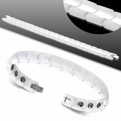 19cm 10mm | Bracelet magnétique à maillons en céramique blanche