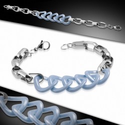 Bracelet en céramique à 2 tons avec cercle enchevêtrement avec chaîne à maillons ovales en acier inoxydable