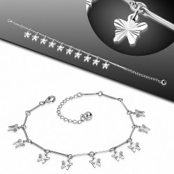 Bracelet à breloques en forme de papillon en alliage fantaisie / chaîne de cheville avec chaîne d'extension