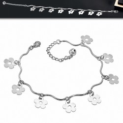 Bracelet en alliage à la mode en forme de fleur ondulée avec clochette / chaîne de cheville avec chaîne d'extension