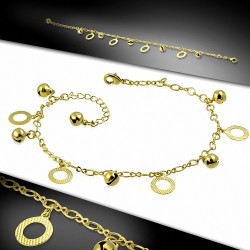 Bracelet à breloques en forme de cercle de cuivre doré à la mode avec chaîne de cheville chaîne d'extension