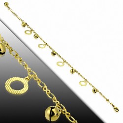 Bracelet à breloques en forme de cercle de cuivre doré à la mode avec chaîne de cheville chaîne d'extension