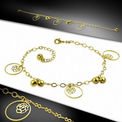 Bracelet à breloques avec bracelet à la mode et chaîne de cheville avec chaîne en or doré rose - Rose - doré