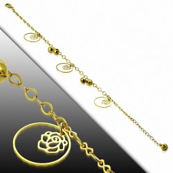 Bracelet à breloques avec bracelet à la mode et chaîne de cheville avec chaîne en or doré rose - Rose - doré