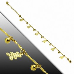 Bracelet à breloques en forme de tulle de javelot en cuivre doré à la mode chaîne d'extension