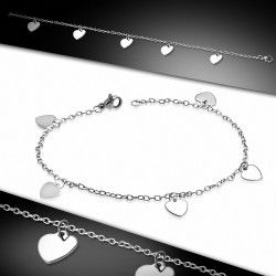 Bracelet en acier inoxydable avec breloque mousqueton et rallonge en forme de coeur d'amour en acier inoxydable