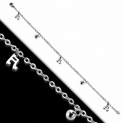 Acier inoxydable Lobster Claw Clasp Fermeture Double Bar Notes de musique Ball Charm Link Chaîne Bracelet / Bracelet