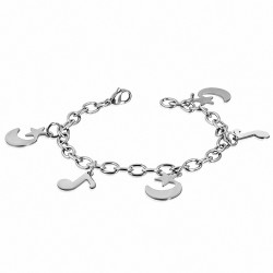 Bracelet chaîne / maillon à maillons étoiles demi-lune en demi-lune en forme de fermoir à pince de homard en acier inoxydable