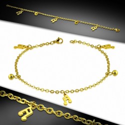 Bracelet en acier doré double bracelet à maillons en acier inoxydable doré avec double note de musique