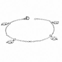 Bracelet à maillons en acier inoxydable avec breloque en forme de coeur et coeur en forme de coeur