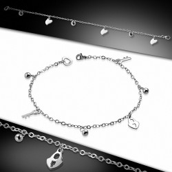 Bracelet chaîne / bracelet de chaîne à maillons de charm avec cadenas en acier inoxydable